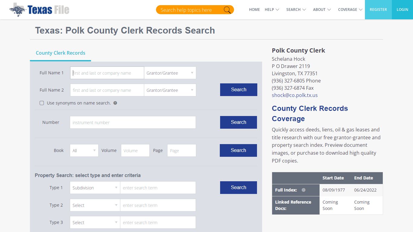 Polk County Clerk Records Search | TexasFile