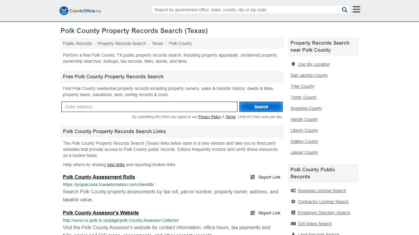 Polk County Property Records Search (Texas) - County Office